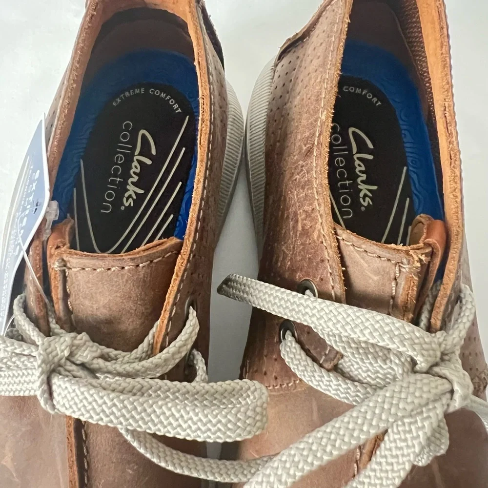 Clark’s Men’s Drift Way Seam Brown Leather‎ Shoes, Size 71/2 M, NWT